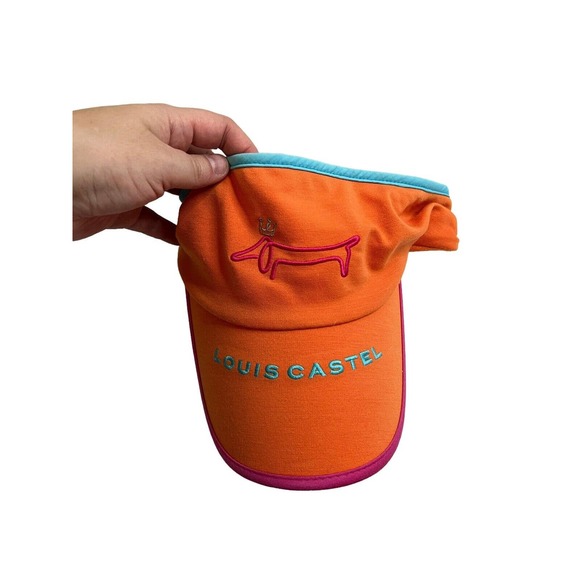 Louis Castel Golf Hat Visor Orange Pink Dog Logo Sport Athletic One Size - Picture 2 of 7